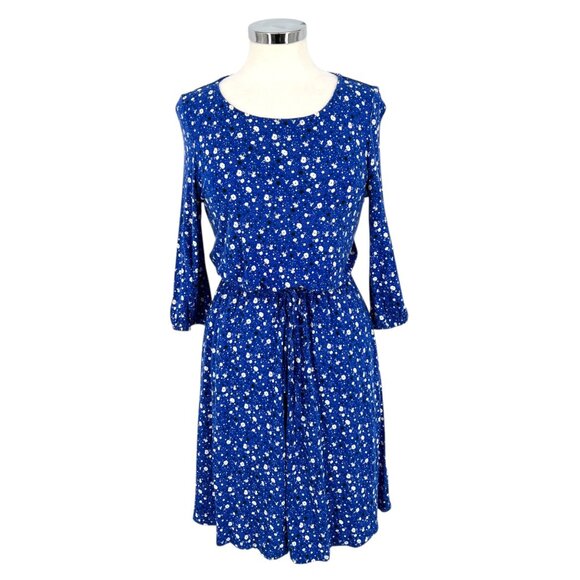 Boden Talia Lapis Blue Floral Star Print Dress With Tie Waist Womens UK 10P US 6 - Picture 12 of 12